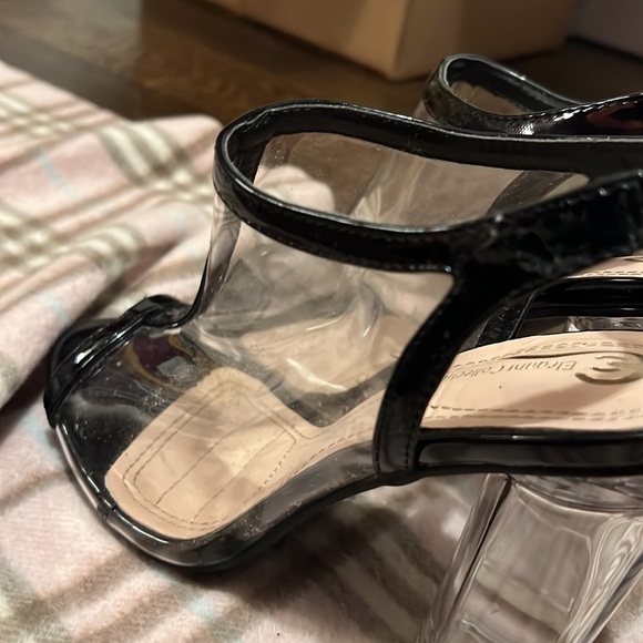 Liana Eloquence Collection clear block heel open toe clear w/ black Dazzling - Picture 5 of 6